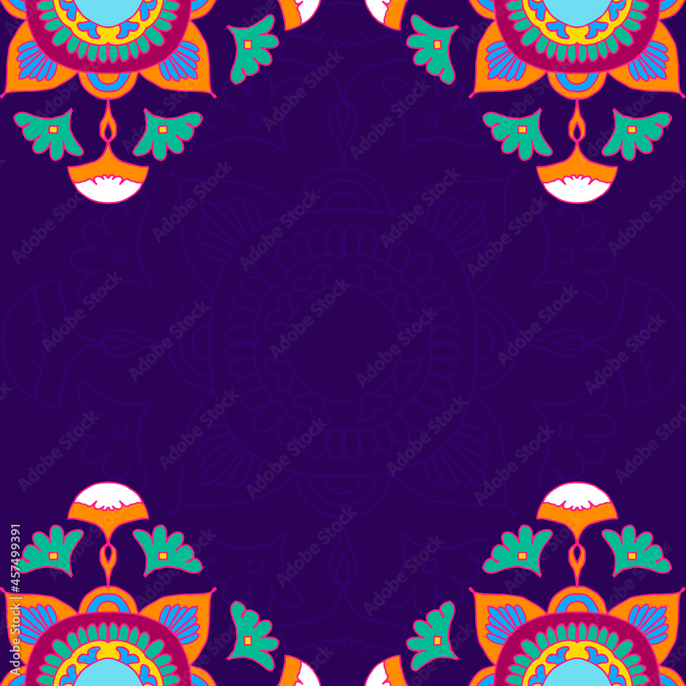 Diwali Indian mandala vector border frame design Diwali Indian mandala vector border frame design