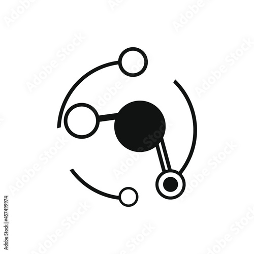 a molecule in the center of the truncated circle