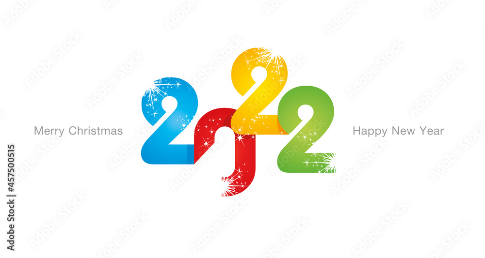 Merry Christmas and Happy New Year 2022 coroful strip ribbon 2022 vintage black typography sparkle firework white background logo icon Merry Christmas and Happy New Year 2022 coroful strip ribbon 2022 vintage black typography sparkle firework white background logo icon