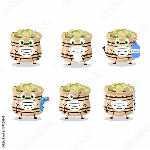 A picture of green cardamon cartoon design style keep staying healthy during a pandemic