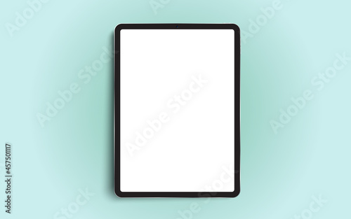 Black 3D realistic tablet PC mockup frame with front view blank screen.