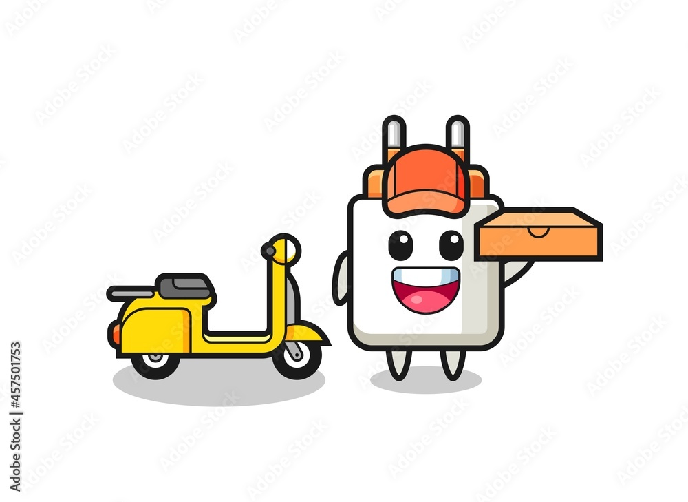 Character Illustration of power adapter as a pizza deliveryman Character Illustration of power adapter as a pizza deliveryman