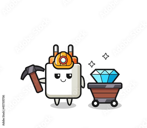 Character Illustration of power adapter as a miner