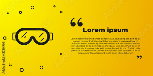 Black Safety goggle glasses icon isolated on yellow background. Vector