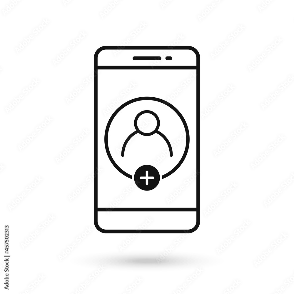 Mobile phone flat design icon with template blank with avatar sign Mobile phone flat design icon with template blank with avatar sign