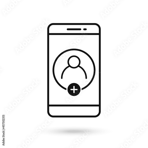 Mobile phone flat design icon with template blank with avatar sign