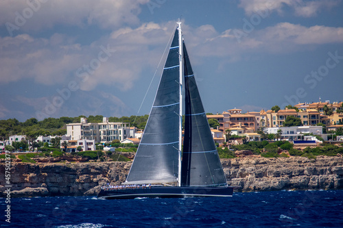 Maxi yacht sailing in the mediterranean sea