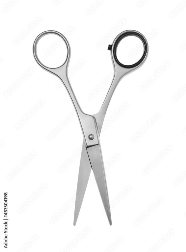 Professional hairdresser scissors isolated on white. Haircut tool Professional hairdresser scissors isolated on white. Haircut tool