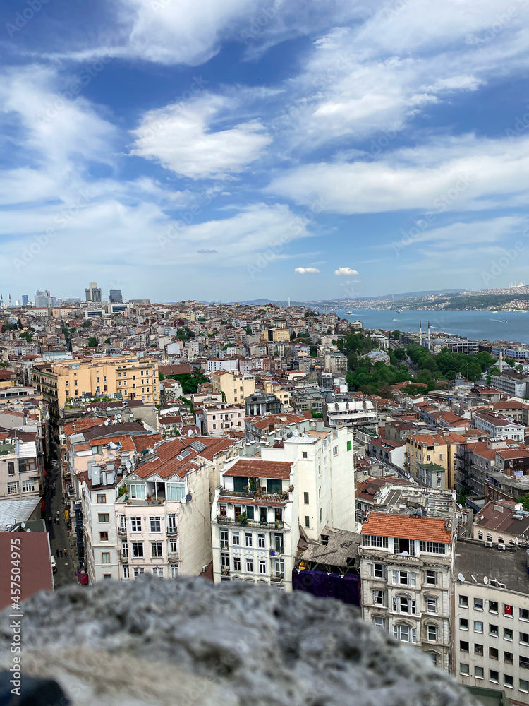 Beautiful view from the height of the Galata Tower to Istanbul, Turkey