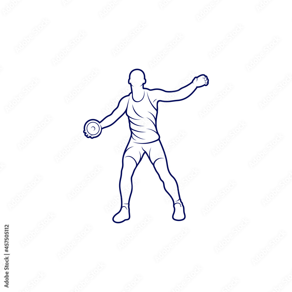 Discus thrower vector illustration. silhouette discus throw abstract design