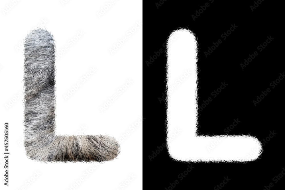 Beautiful Realistic Fur Letter L With Mask 