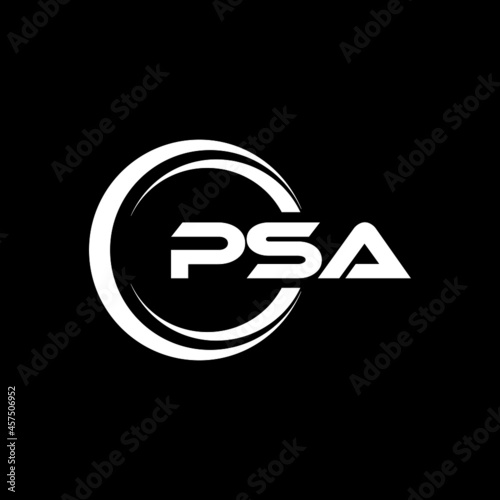 PSA letter logo design with black background in illustrator, vector logo modern alphabet font overlap style. calligraphy designs for logo, Poster, Invitation, etc.