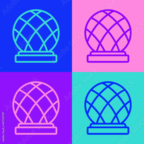 Pop art line Montreal Biosphere icon isolated on color background. Vector