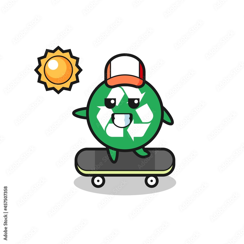 recycling character illustration ride a skateboard recycling character illustration ride a skateboard