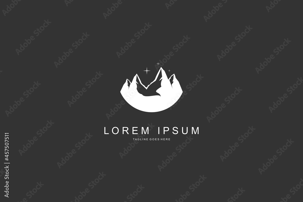 Obraz premium Night dream blink mountain, Half circle logo design vector