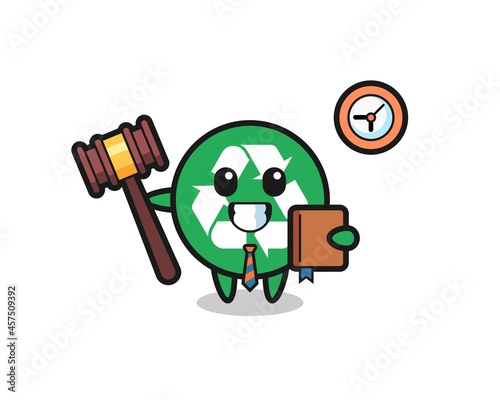 Mascot cartoon of recycling as a judge