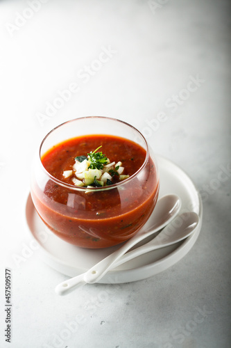 Traditional homemade Spanish gazpacho soup