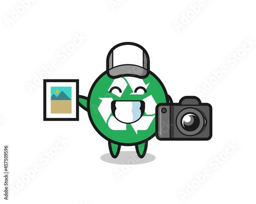 Character Illustration of recycling as a photographer