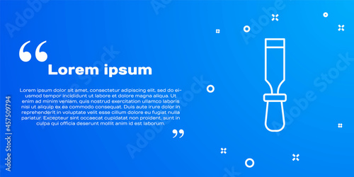 White line Chisel tool for wood icon isolated on blue background. Vector