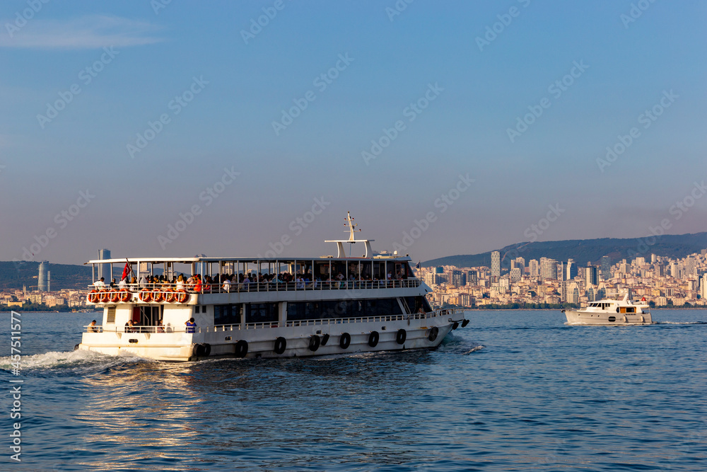 Ferry boat in Marmara sea near Istanbul coast