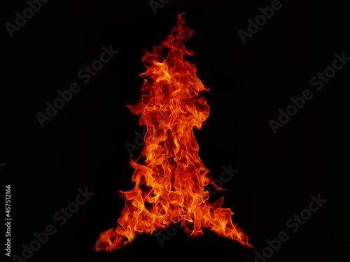 Flame meat that burns from a furnace or from cooking. dangerous feeling abstract black background .Suitable for banners or advertisements