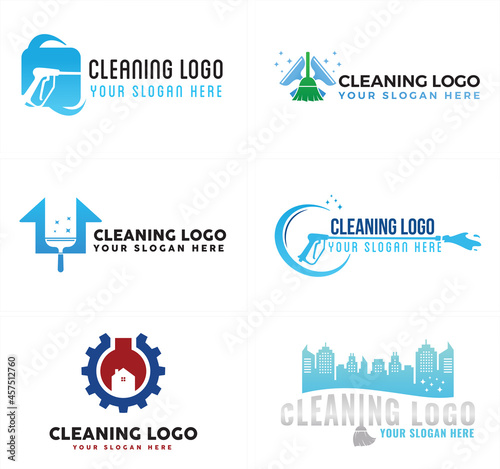 Cleaning maintenance service building logo design