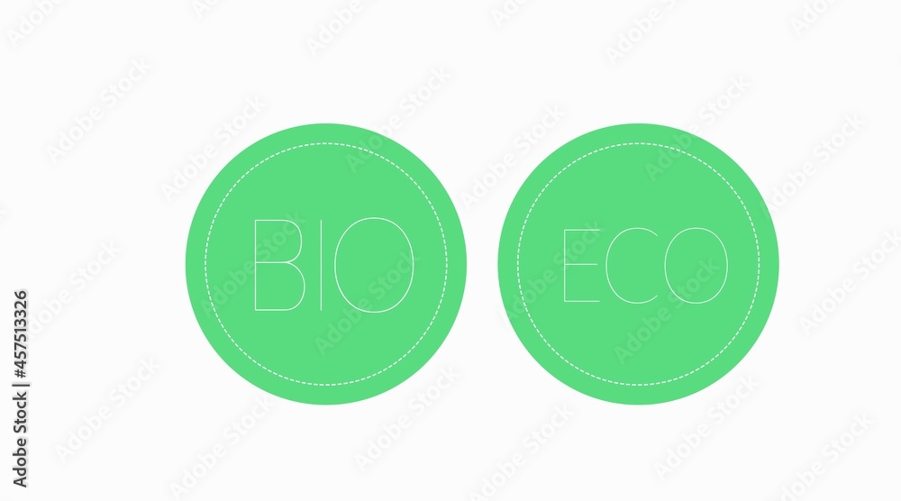 Bio and Eco label or Badges. Vector isolated flat editable illustration set