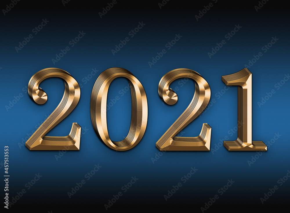 Luxury 2022Happy New Year elegant design .Golden 2022 numbers on blue background .Copy space for text.