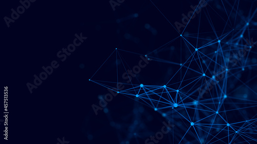 Abstract composition with connecting dots and lines. Futuristic network. Background for business event. 3d rendering.
