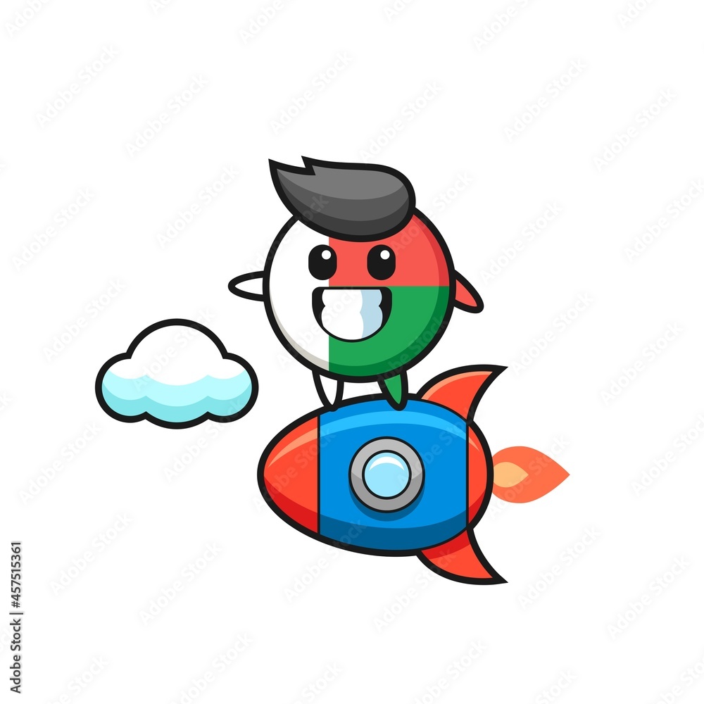 madagascar flag badge mascot character riding a rocket madagascar flag badge mascot character riding a rocket