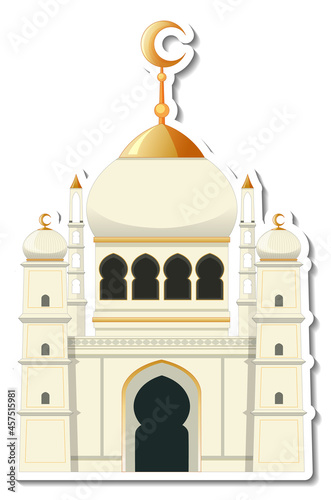 A sticker template with Mosque building isolated