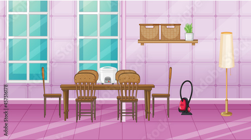 Dining room interior design with furniture