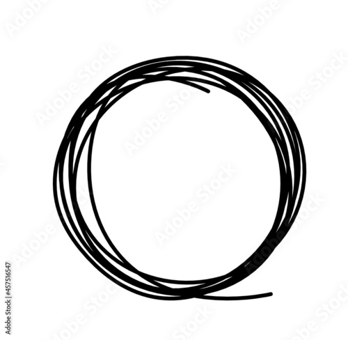 Abstract black circle as line drawing on white as background