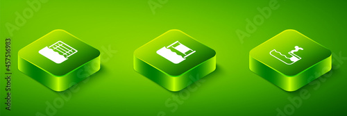 Set Isometric Water volleyball net, Swimmer diving into pool and polo icon. Vector