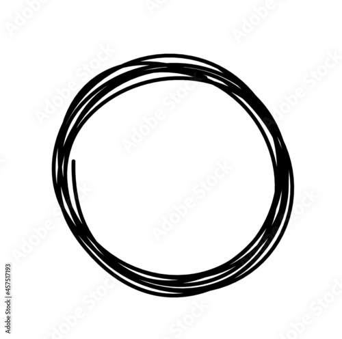 Abstract black circle as line drawing on white as background. Vector