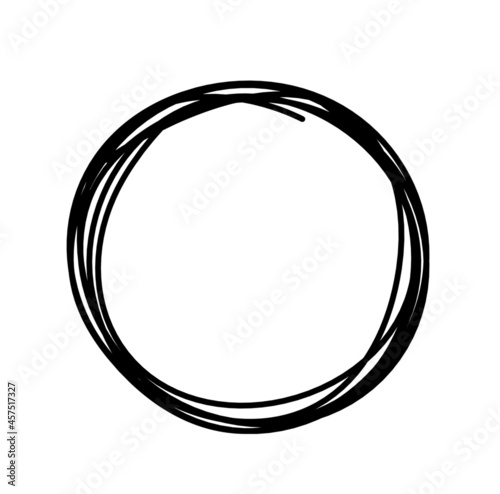 Abstract black circle as line drawing on white as background. Vector