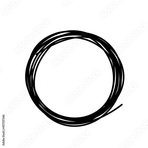 Abstract black circle as line drawing on white as background. Vector