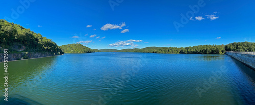Wide angle of New Croton Dam river in NY