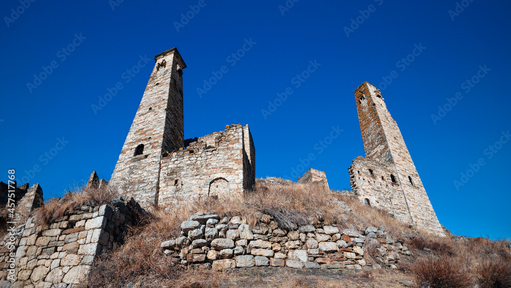 Lyalakh is a tower complex on a slope in the Salga gorge, near the Chulkhi river. 16th century. Russia, Ingushetia.