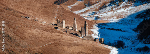 Khyani (Khani, Kheni) is a tower complex on a slope in the Salga gorge, near the Chulkhi river. 16th century. Russia, Ingushetia. photo