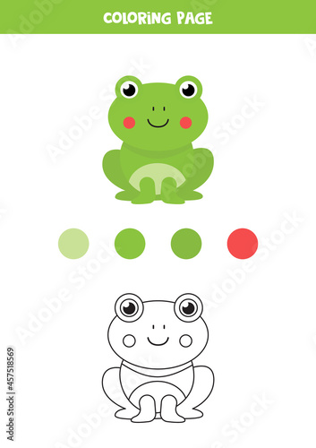 Color cute cartoon frog. Worksheet for kids.