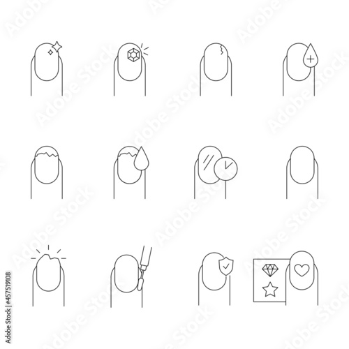 Nail salon icons. Nail manicure, nail care set
