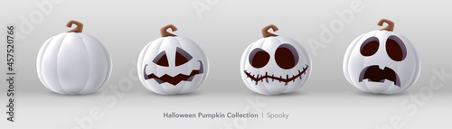 White pumpkin set of Halloween - Spooky expression