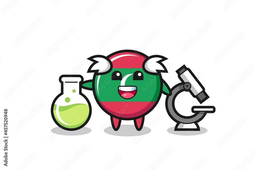 Mascot character of maldives flag badge as a scientist Mascot character of maldives flag badge as a scientist