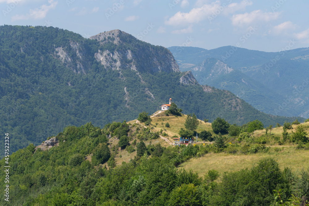 Rhodopes, are a mountain range in Southeastern Europe. Panorama. The forest area covers the mountains. Rhodopes, are a mountain range in Southeastern Europe. Panorama. The forest area covers the mountains.