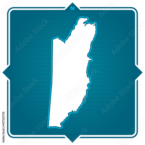 Simple outline map of Belize with compas