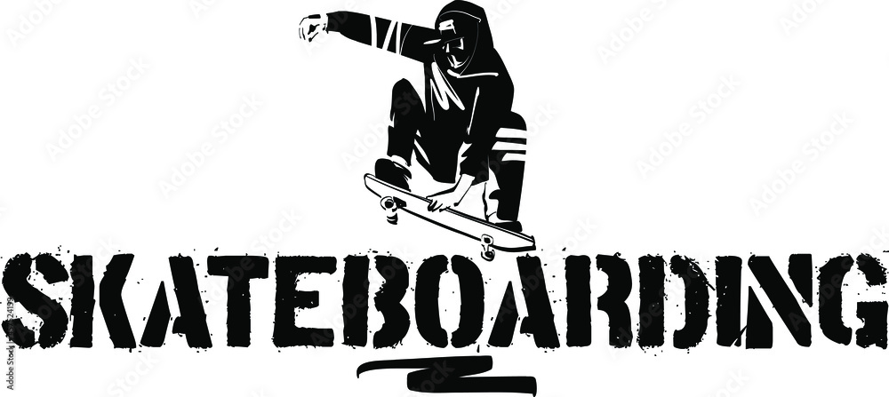 silhouette of a jumping skateboarder person 