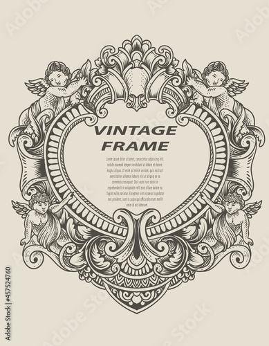 illustration antique engraving frame monochrome style