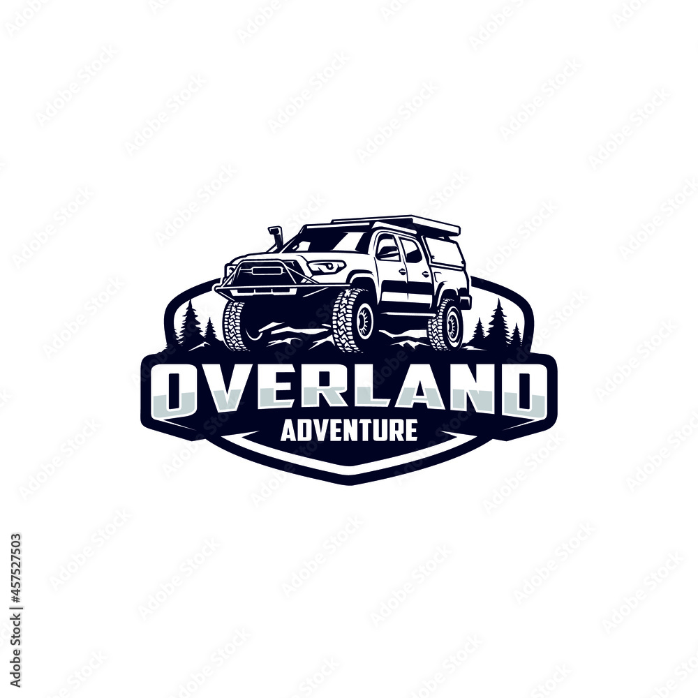Fototapeta premium pick up camper truck isolated logo vector
