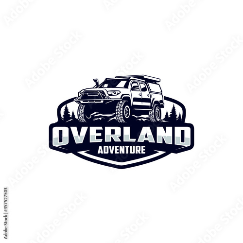 pick up camper truck isolated logo vector